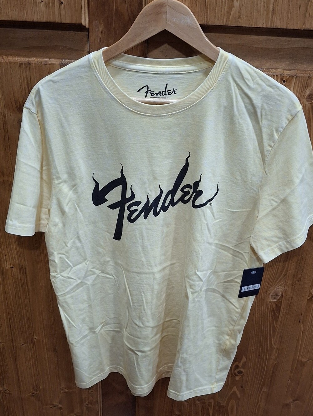 Fender Lucky Brand Collab Yellow Short-Sleeve Logo Tee with Black Script